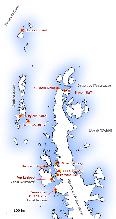 Carte du Nord de la Pninsule Antarctique
