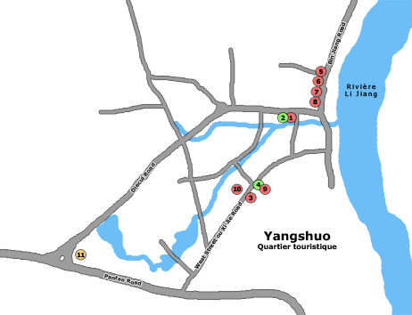 Plan du quartier touristique de Yangshuo - Chine