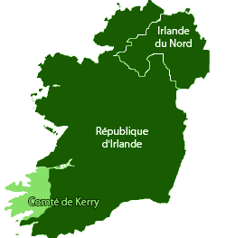 Carte Comt de Kerry - Rpublique d'Irlande