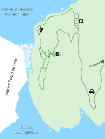 Carte d'accs au glacier Perito Moreno en Argentine