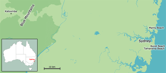 Situation gographique de Sydney et des Blue Mountains