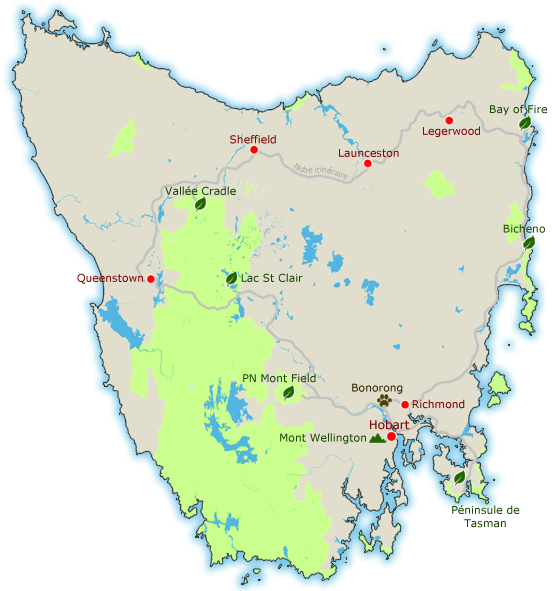 carte tasmanie