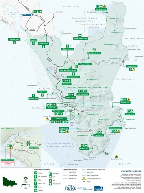 Carte du Parc national du promontoire de Wilson