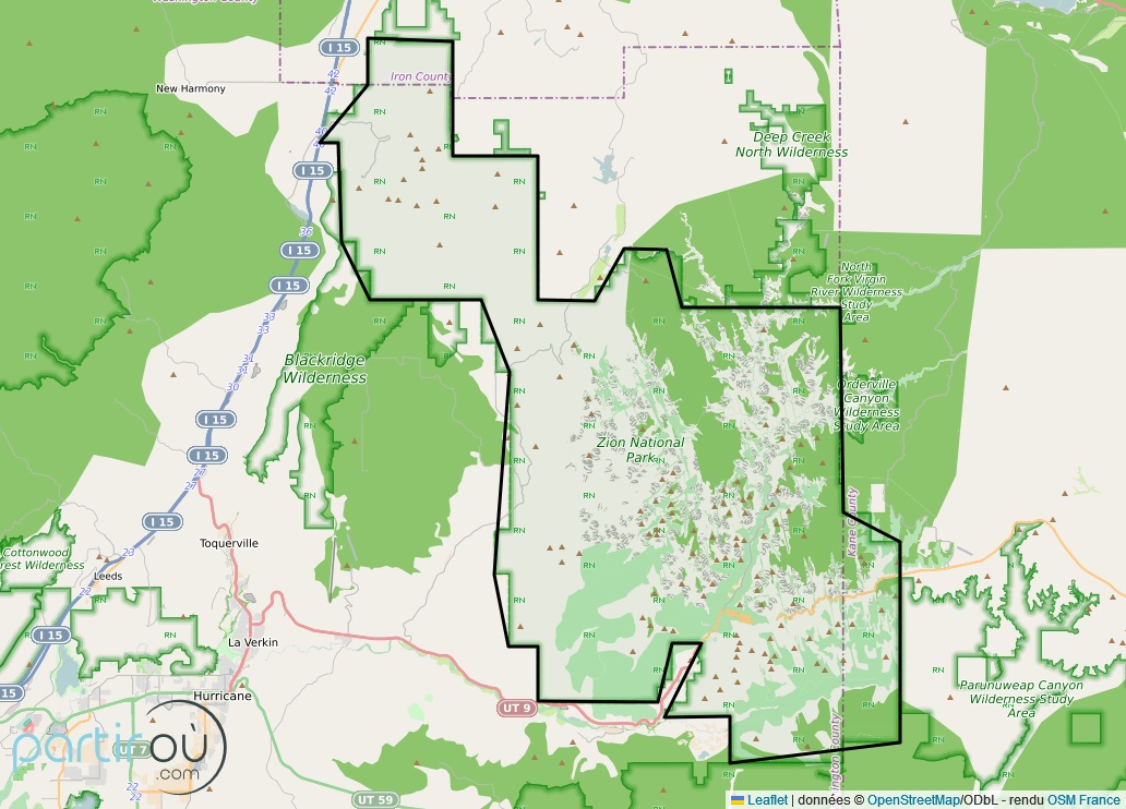 Carte du Parc national de Zion