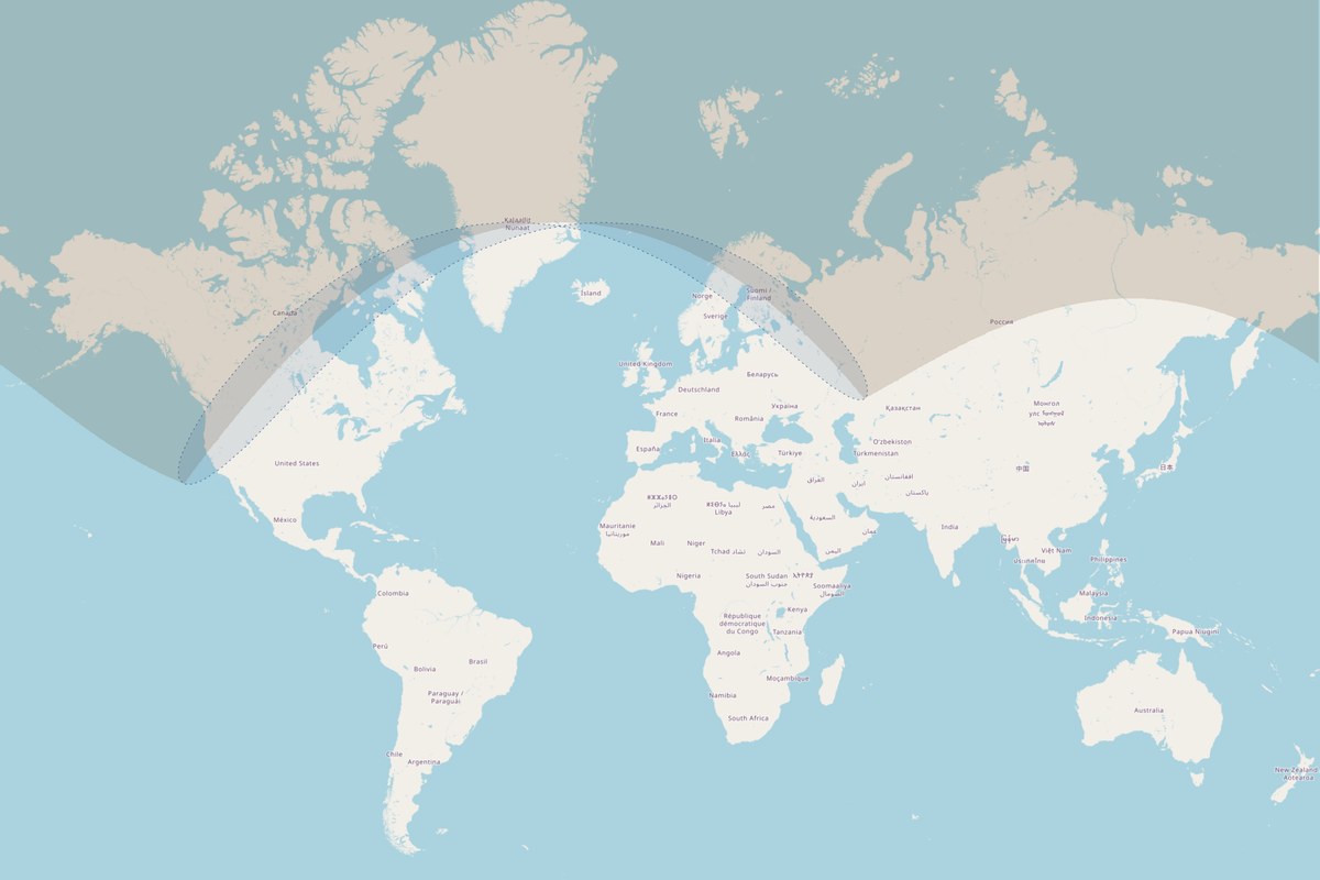 Carte de visibilité — Éclipse partielle du 31 juillet 2000