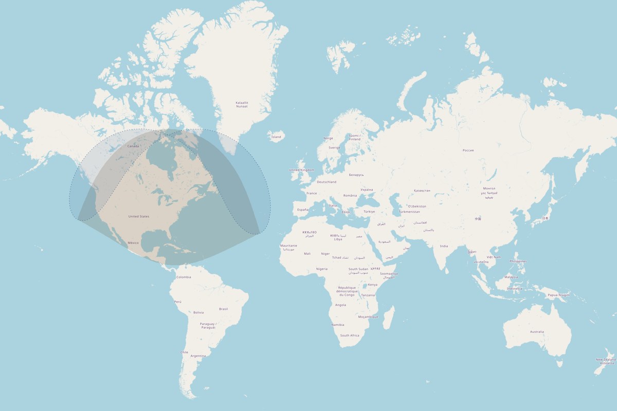 Carte de visibilité — Éclipse partielle du 25 décembre 2000