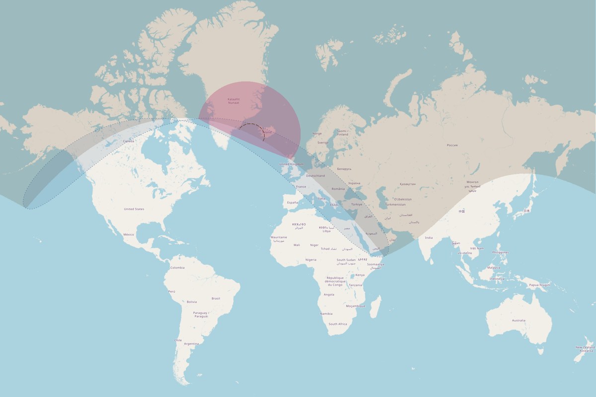 Carte de visibilité — Éclipse annulaire du 31 mai 2003