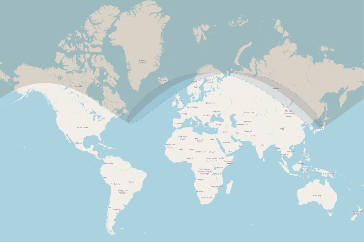 Mapa de visibilidad — Eclipse parcial del 1 de junio de 2011