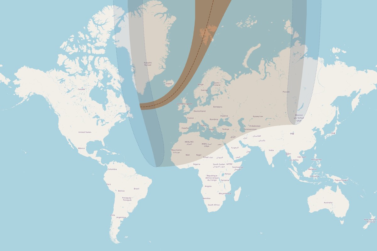Mapa de visibilidad — Eclipse total del 20 de marzo de 2015