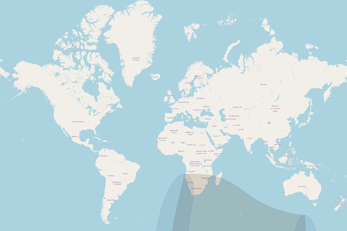 Carte de visibilité — Éclipse partielle du 13 septembre 2015