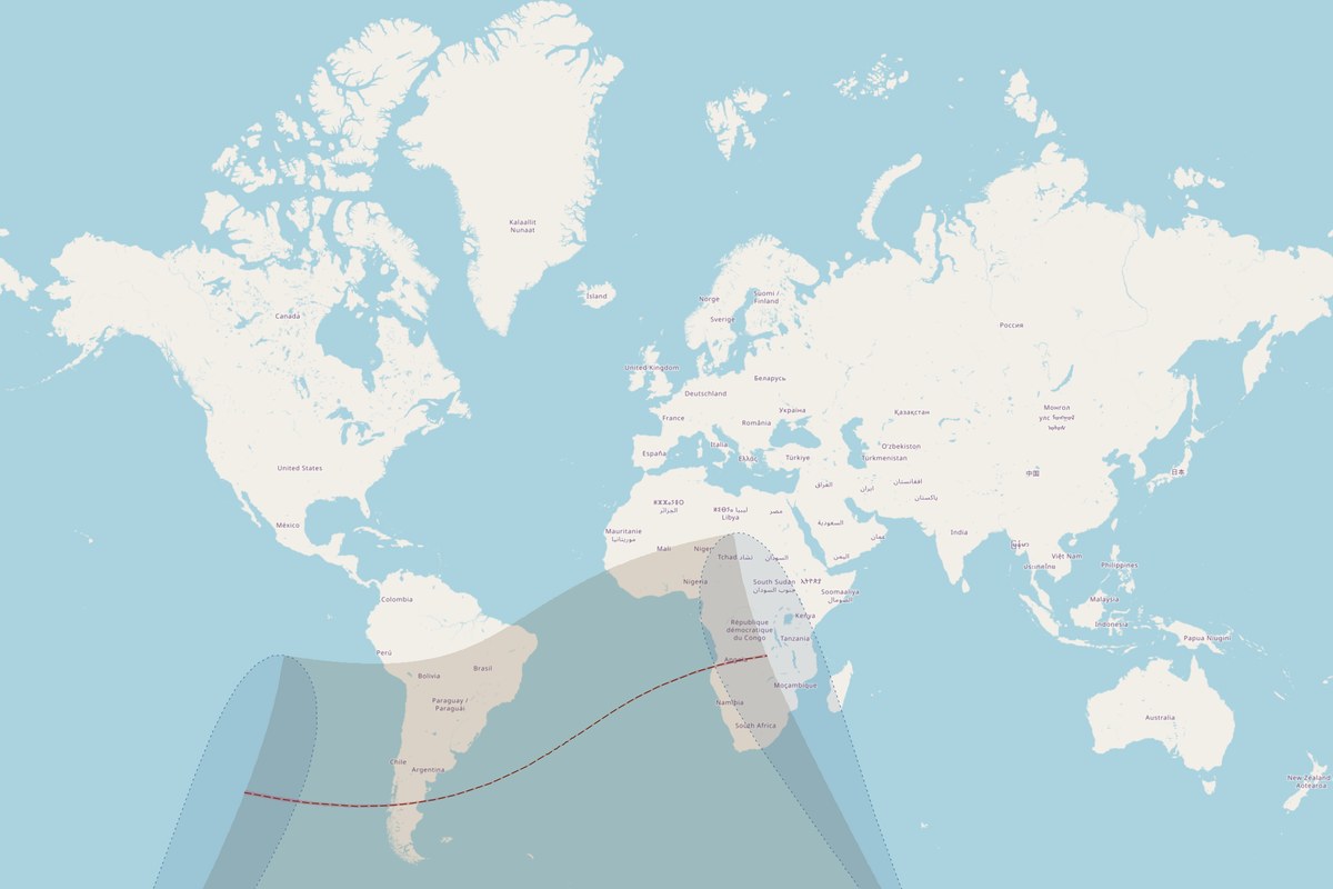 Mapa de visibilidad — Eclipse anular del 26 de febrero de 2017