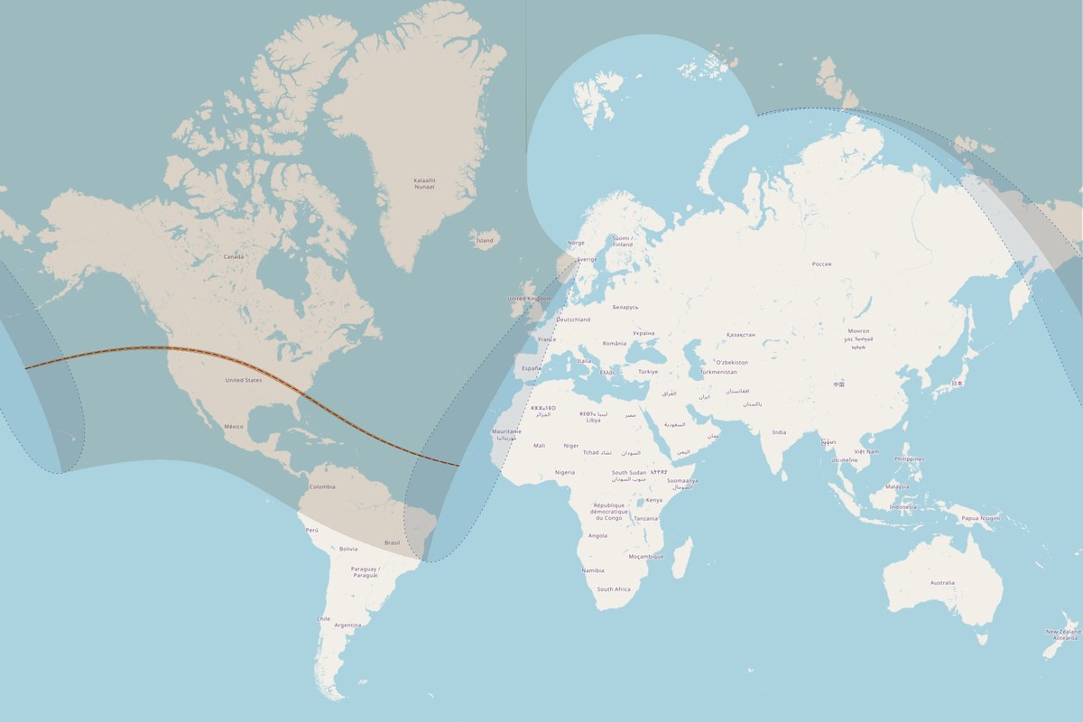 Mapa de visibilidad — Eclipse total del 21 de agosto de 2017