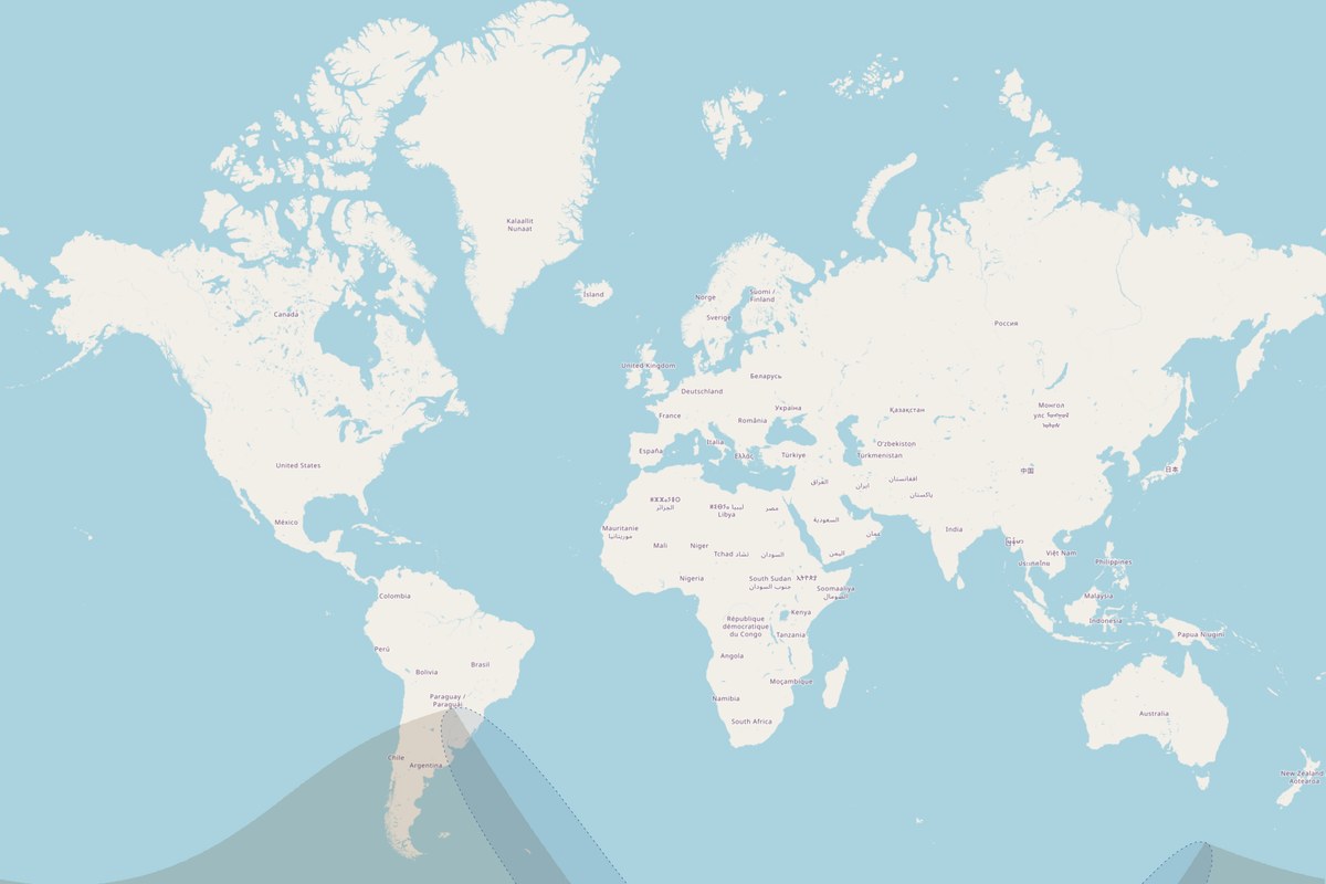 Carte de visibilité — Éclipse partielle du 15 février 2018