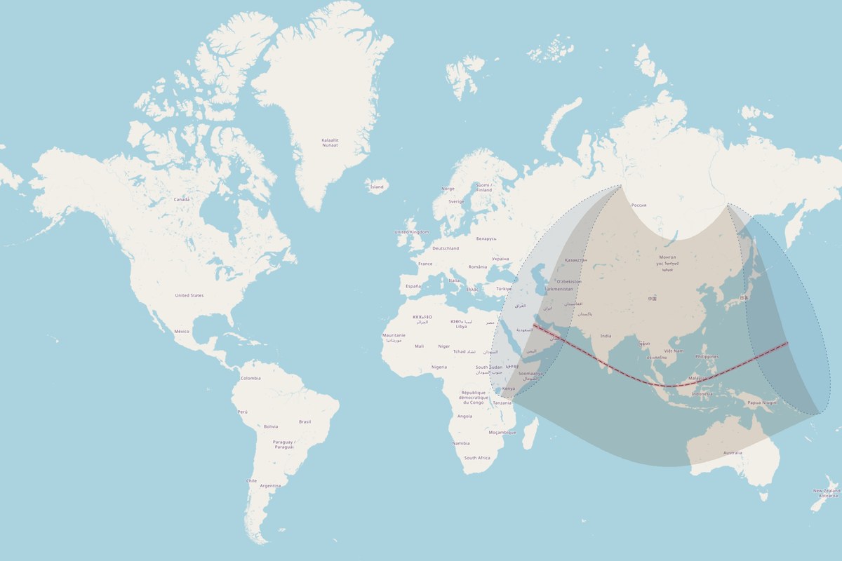 Carte de visibilité — Éclipse annulaire du 26 décembre 2019