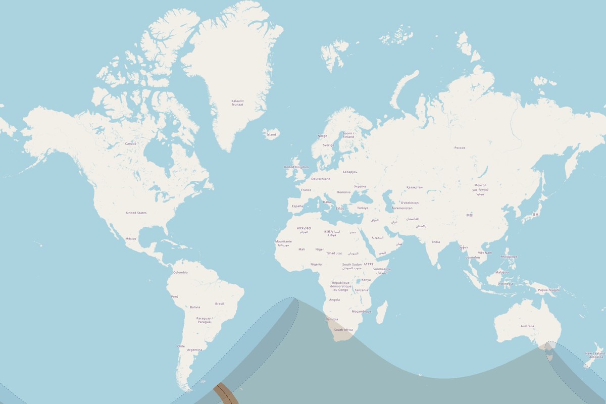 Carte de visibilité — Éclipse totale du 4 décembre 2021