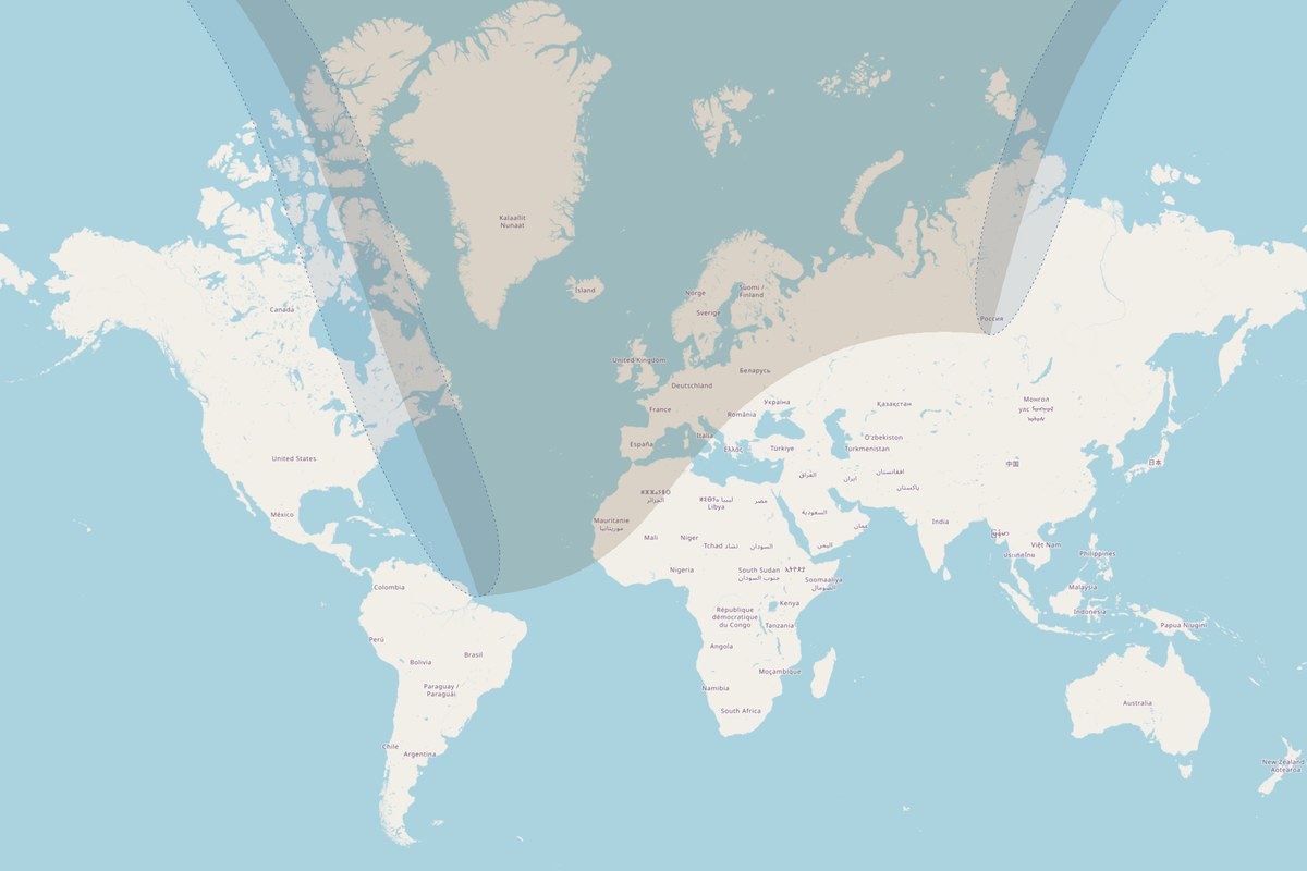 Carte de visibilité — Éclipse partielle du 29 mars 2025