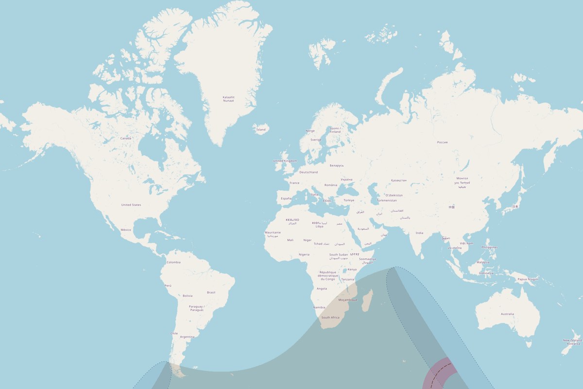 Carte de visibilité — Éclipse annulaire du 17 février 2026