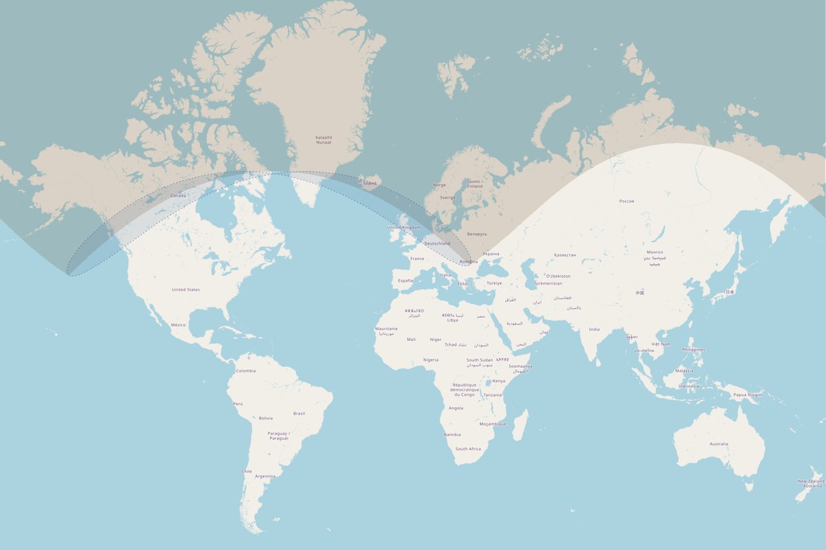 Carte de visibilité — Éclipse partielle du 12 juin 2029