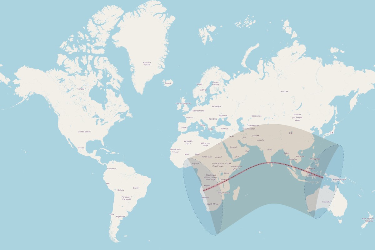 Carte de visibilité — Éclipse annulaire du 21 mai 2031