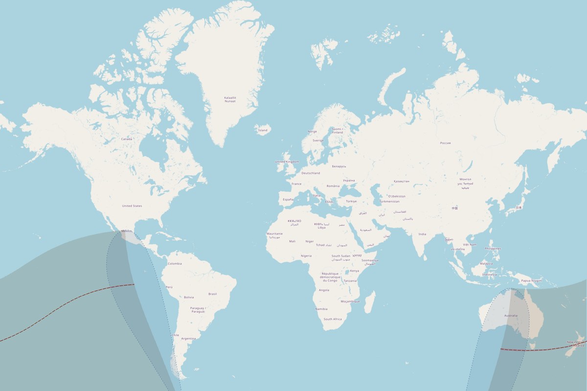 Carte de visibilité — Éclipse annulaire du 9 mars 2035
