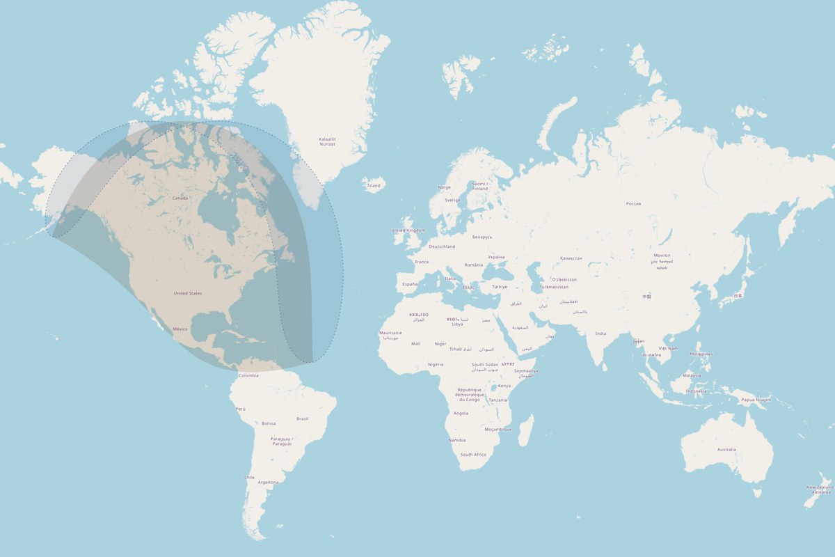 Carte de visibilité — Éclipse partielle du 4 novembre 2040