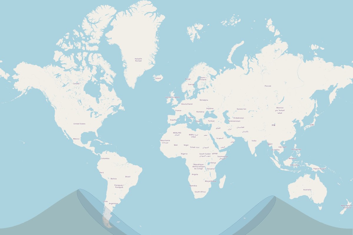 Mappa di visibilità — Eclissi parziale del 16 dicembre 2047
