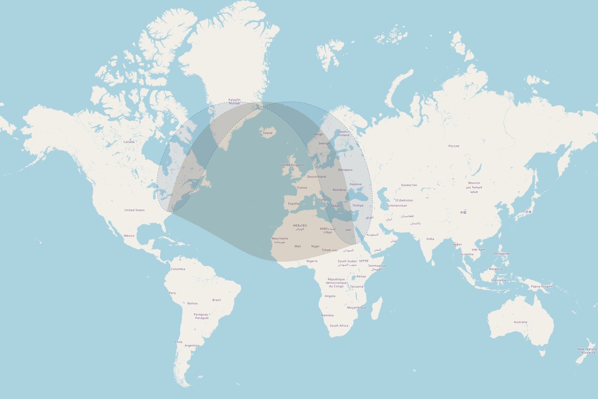Carte de visibilité — Éclipse partielle du 14 novembre 2050