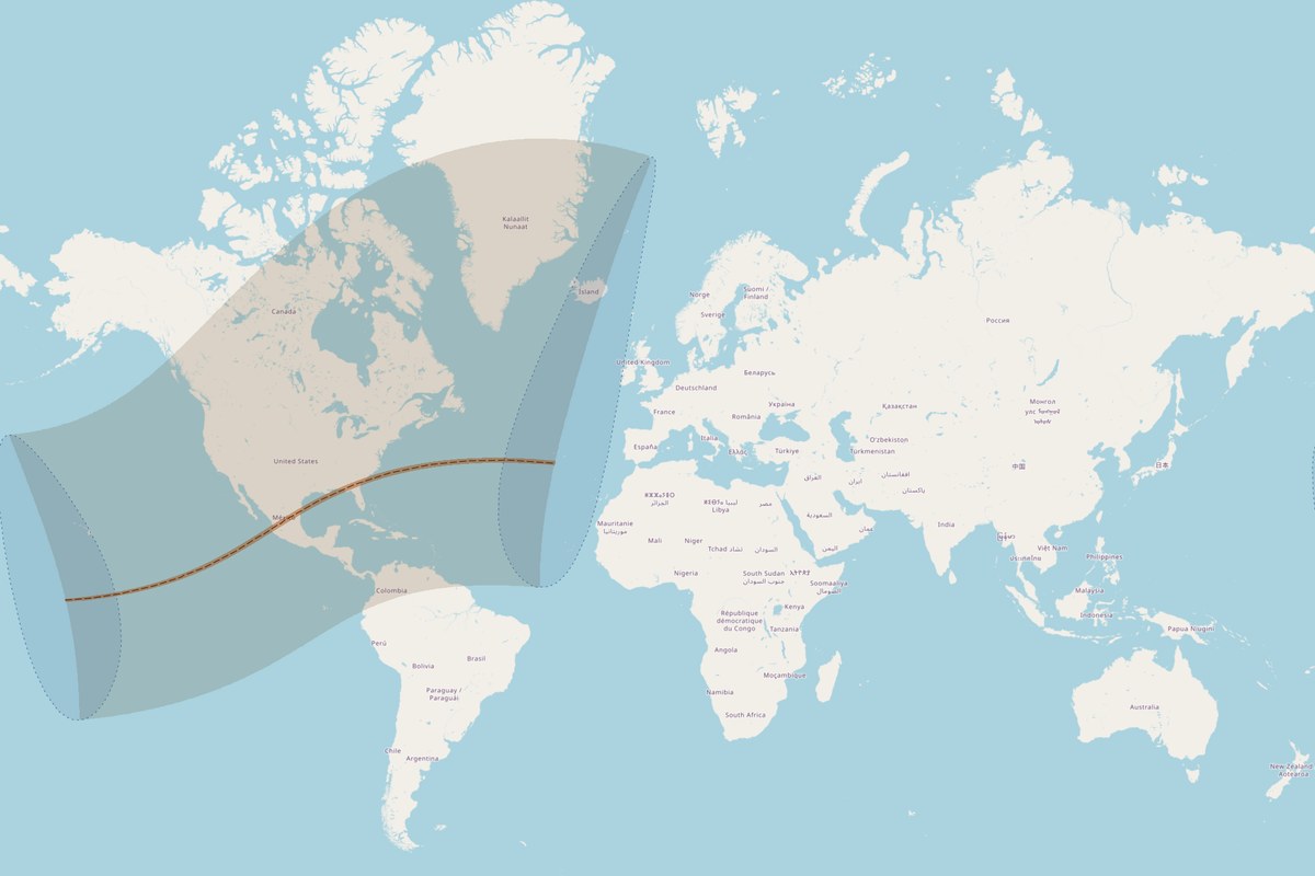 Mapa de visibilidad — Eclipse total del 30 de marzo de 2052