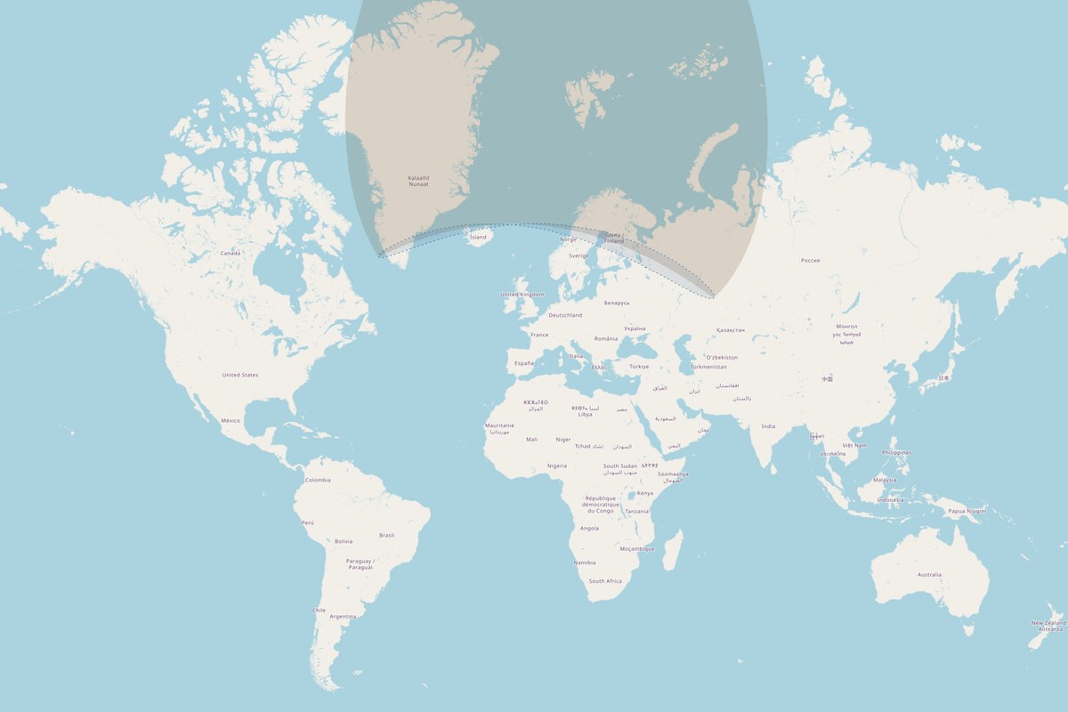 Mapa de visibilidad — Eclipse parcial del 21 de junio de 2058