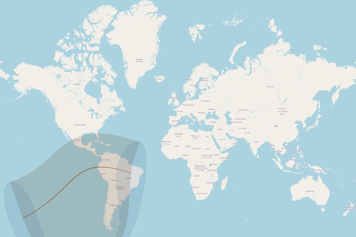 Mapa de visibilidad — Eclipse total del 11 de mayo de 2059