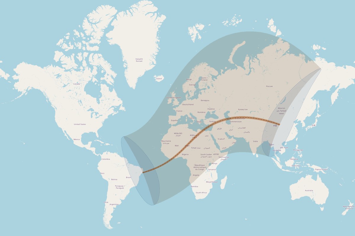 Visibility map — Total eclipse on April 30, 2060