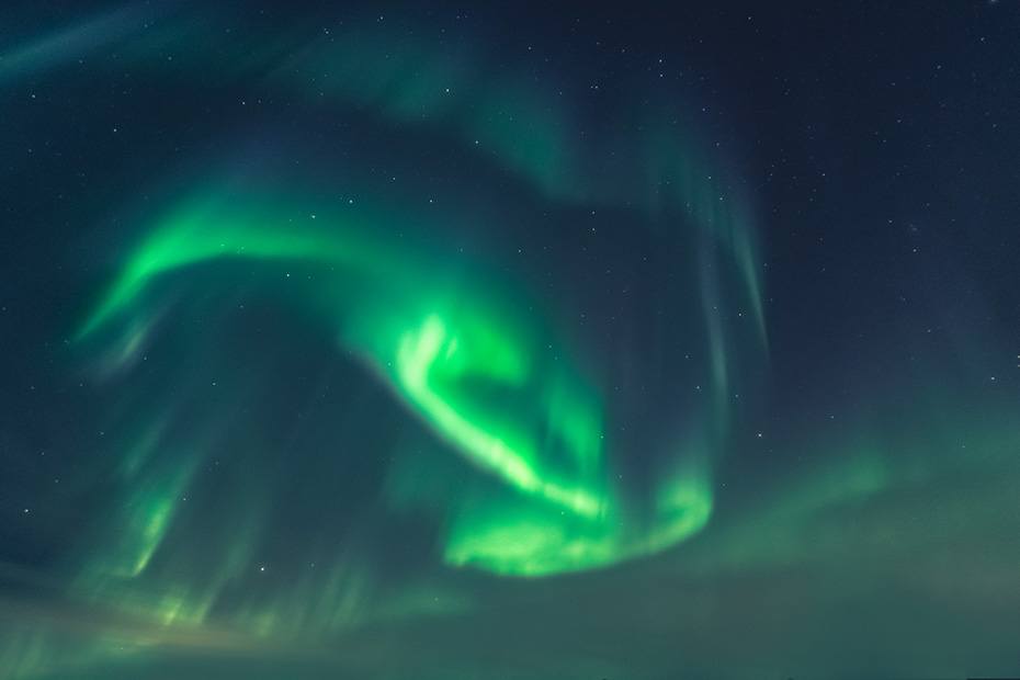 Aurore australe verte dans hmisphre sud