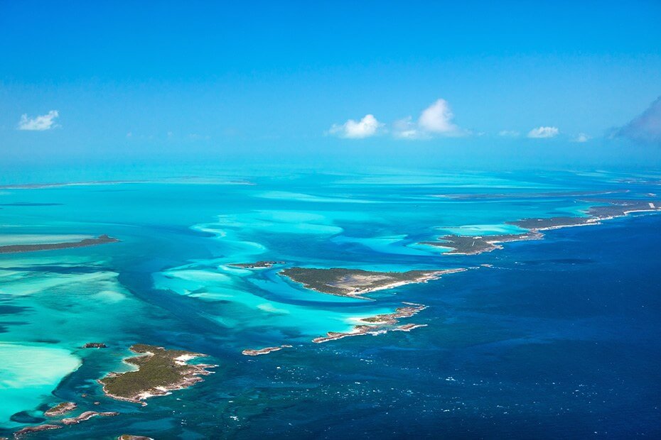 Plage des Bahamas vue du ciel