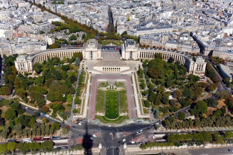 Les jardins du trocadro vu du ciel