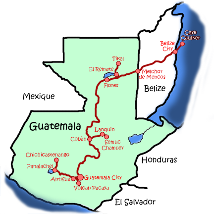 Notre itinéraire au Guatemala