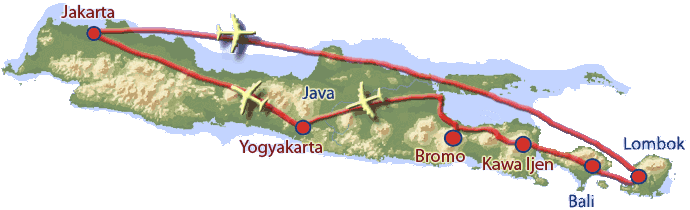 Notre itinéraire en Indonésie