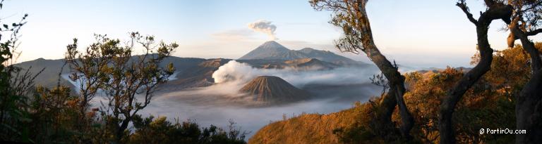 Caldeira avec les volcans Semeru et Bromo