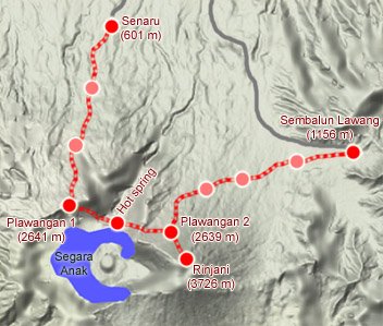 Itinéraire de trekking au Rinjani - Indonésie