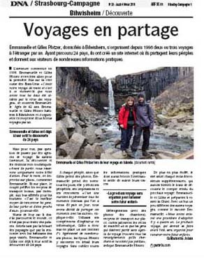 Article Emmanuelle et Gilles dans les DNA (Dernires Nouvelles d'Alsace)