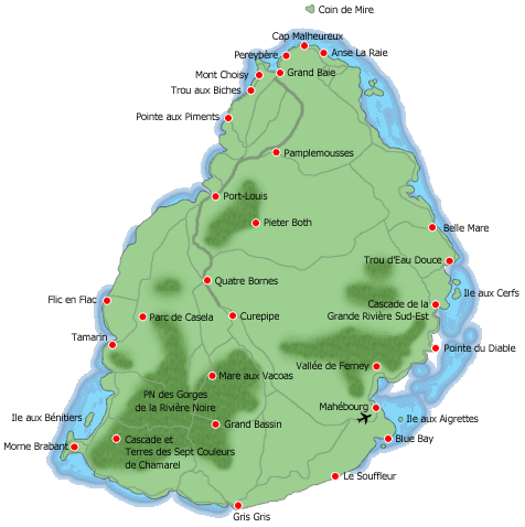 Carte de l'le Maurice