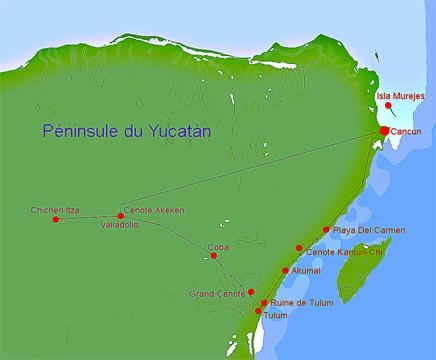 Notre itinraire dans le Yucatn