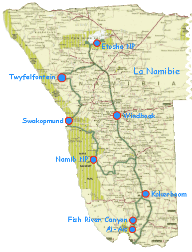 namibie carte touristique