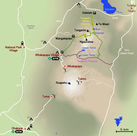 Carte Parc national de Tongariro