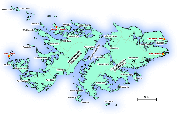 Carte les les Malouines