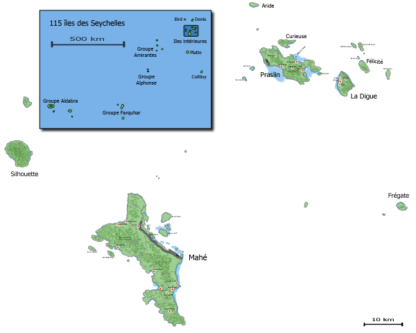 Carte des Seychelles (Seychelles)
