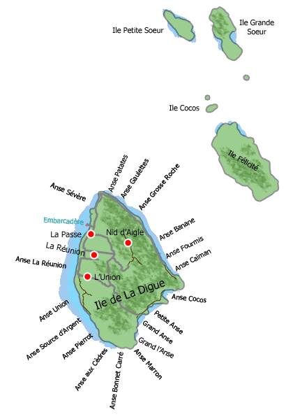 Carte de l'île de La Digue