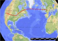 Notre trajectoire en avion Paris - Las Vegas